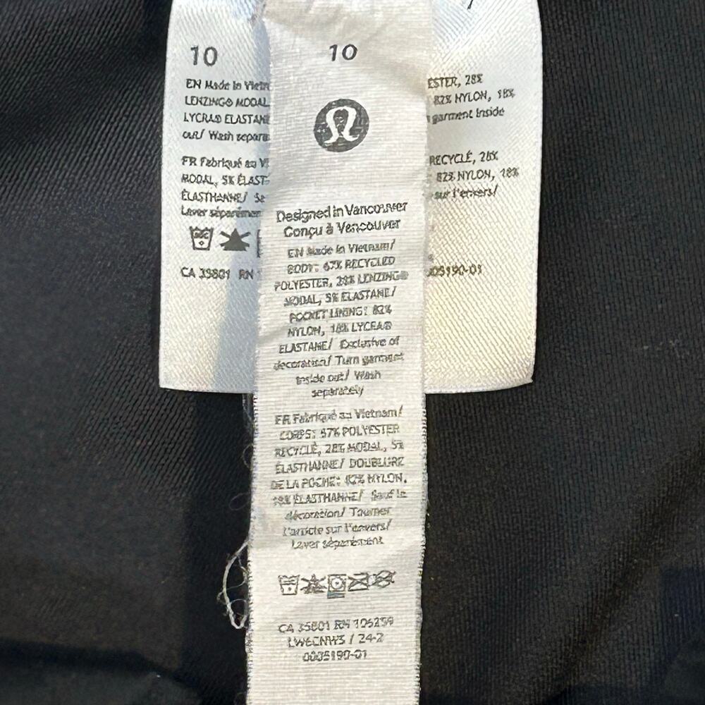 Lululemon black grey ribbed softstreme zip leg high rise cropped pants size 10 - Picture 8 of 11